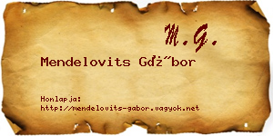 Mendelovits Gábor névjegykártya